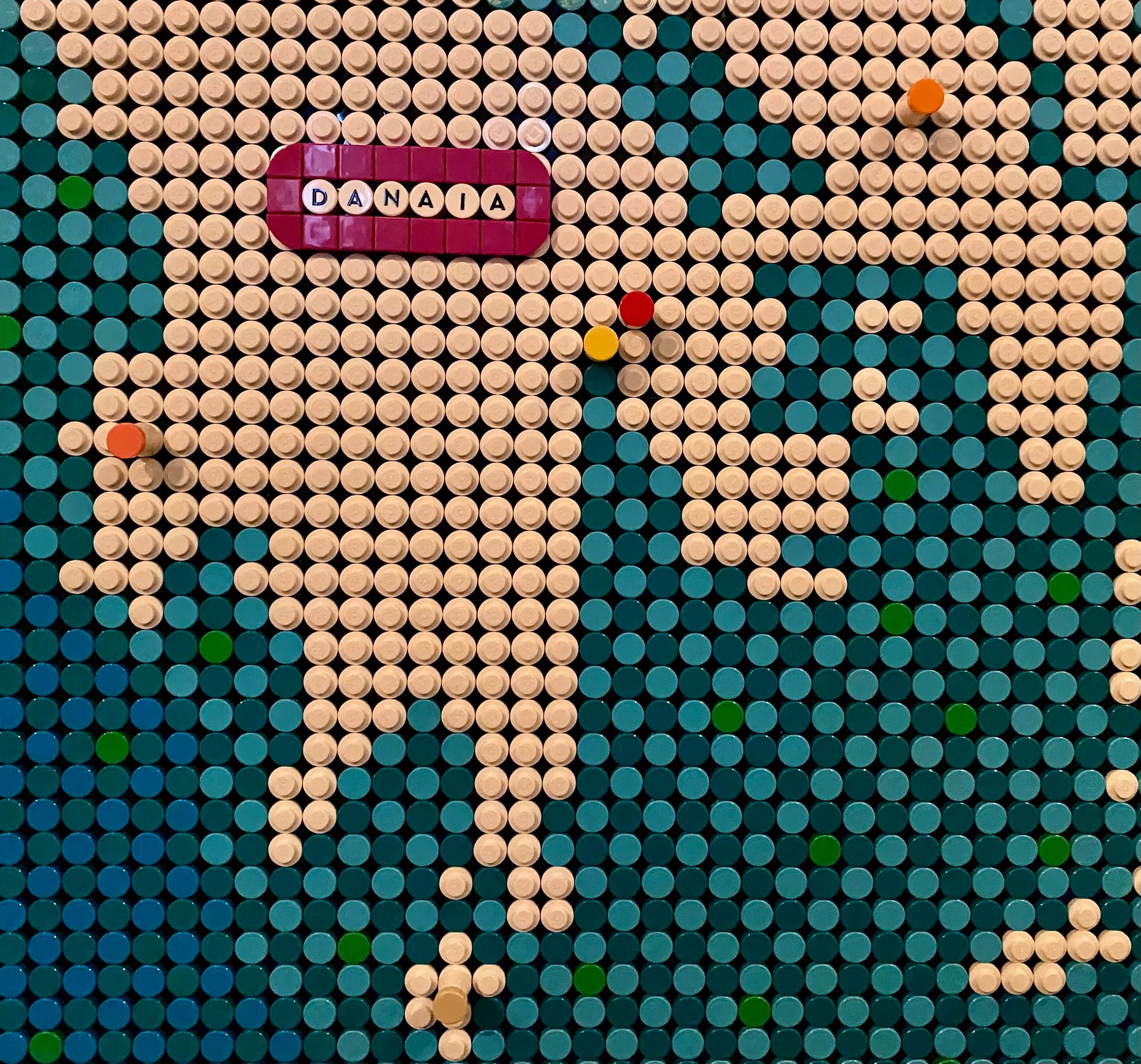 Lego Map of the Aegean, close-up on the portion labeled Danaia.